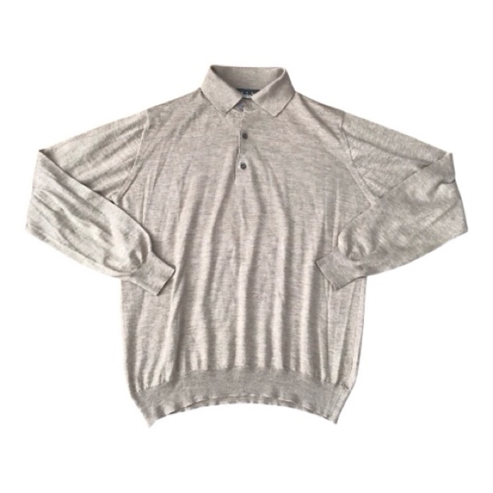 Sulka Mens Sweater Cashmere Silk Size 50 Large Brown 1/4 Button